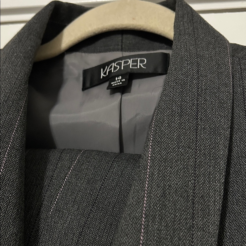 Kasper Charcoal Pinstripe Blazer & Pant Set - Picture 2 of 8